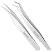2 Pieces Eyelash Extensions Tweezers, Teenitor Professional Stainless Steel Precision Tweezers set with Dolphin-shaped and Curved Pointed Tip Tweezers Nipper for lash Extensions