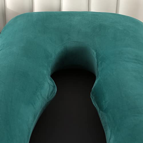 Image of Amagoing 55 inches Pregnancy Pillows for Sleeping, U Shaped Maternity Full Body Pillow for Pregnant Women with Hip, Leg, Back, Belly Support, Removable Washable Velvet Cover (Teal Green)