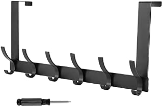 Over The Door Hook, Over Door Hanger Heavy Duty Over Door Coats Hook Over Door Rack for Hanging Clothes,Towels, Coat, Bag 6-Hooks Black