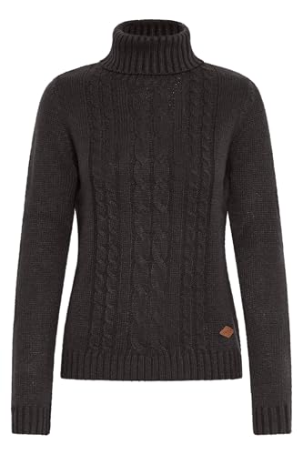 OXMO OXCathy Damen Rollkragenpullover Strickpullover Pullover mit Rollkragen Label-Badge Regular fit, Größe:XL, Farbe:Black (799000)