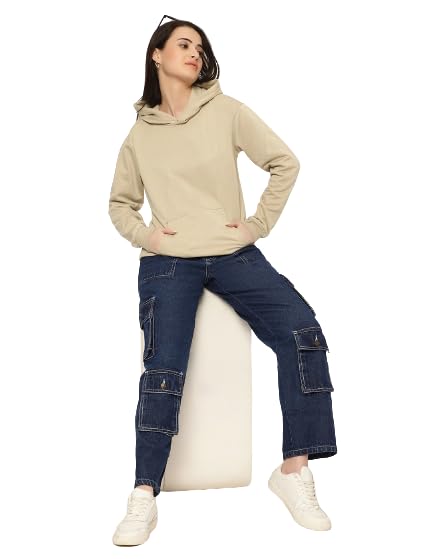 Image of BE SAVAGE Women's Solid Full Sleeves Cotton Hoodie