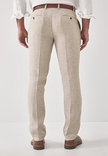 Men's Casual Flat Front Linen Blend Dress Pant Loose Summer Beach Wedding Trousers4