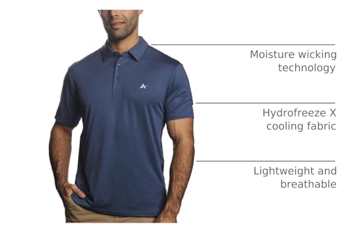 Arctic Cool Men’s Instant Cooling Moisture Wicking Performance UPF 50+ Polo | Lightweight Breathable Polo for Golf, Office, Work, Dress, Dinner, Navy Fusion, XL