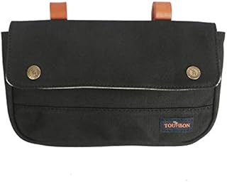TOURBON Vintage Canvas Bike Panniers Bicycle Handlebar Bag (Black)