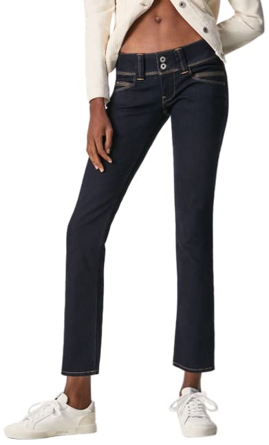 Pepe Jeans Women's Venus Jeans Regular Fit Low Waist Authentic Rope, Blue ( Denim-m15), 25W / 34L : Amazon.ie