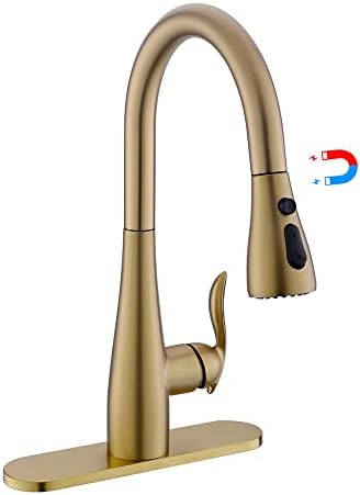 Havin Gold Kitchen Faucet with Pull Down Magnetic Sprayer,Brass and Stainless Steel Material