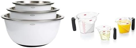 OXO Good Grips 3-Piece Stainless-Steel Mixing Bowl Set & Good Grips 3-Piece Angled Measuring Cup Set
