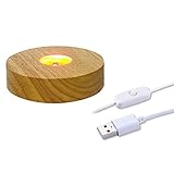 SYWAN 4' LED Wood Display Base for Crystals Glass Art, Colorful Light Crystal Display Base Stand...