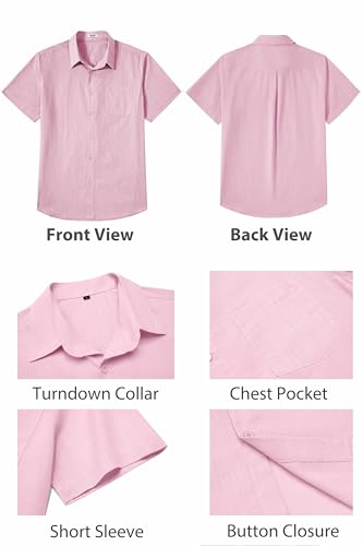 Image of COOFANDY Men's Button Down Short Sleeve Shirt Casual Cotton Summer Beach Wedding Linen Shirts with Pocket