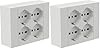 Electraline 22016 Multipresa da parete Quadra 4 Posti Universali, con scatola di supporto per installazioni superficiali, compatibile con tutte le scatole da incasso 3 posti (muratura o cartongesso)