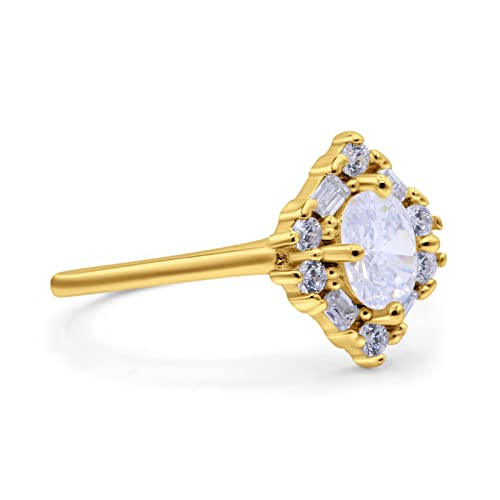 Blue Apple Co. Art Deco Oval Wedding Bridal Ring Baguette Round Simulated Cubic Zirconia 925 Sterling Silver2