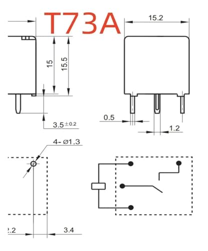Relais HF3FA 012-HSTF(136) 4 pins pour intégration sur circuits imprimés PCB DIY - 8