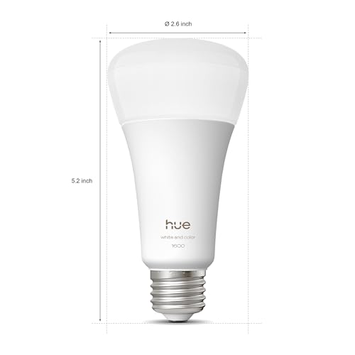 Image of Philips Hue Smart LED A21 Bulb 2-Pack, White and Color Ambiance, E26 Base,13.5W, Full Spectrum Light 1000K-20000K,1600 Lumens, Dimmable, Compatible with Alexa, Google, Apple Home