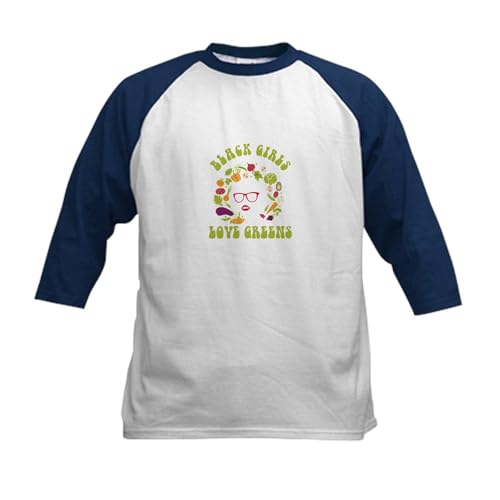 CafePress Black Girls Love Greens Vegetarian Baseball Jersey Kids Cotton Baseball Jersey, 3/4 Raglan Sleeve Shirt