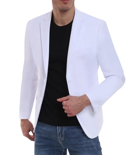 Suit Jacket for Men Formal Slim Fit Blazer Coats Sport Blazer White X-Small