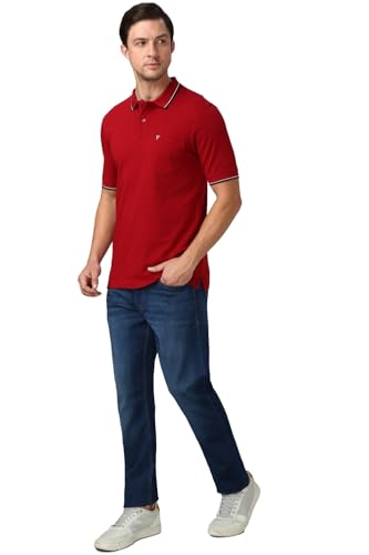 Image of Van Heusen Athleisure Men Solid Cotton Polo T-Shirt with Pocket - Side Slit, Half Sleeve, Regular Fit