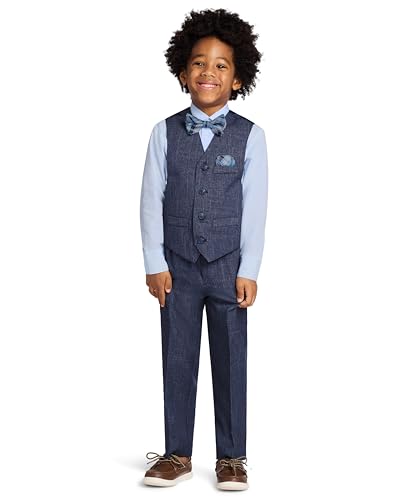 Image of Nautica Boys' 4-piece Formal Suit Set with Vest, Pants, Collared Dress Shirt, and Tie