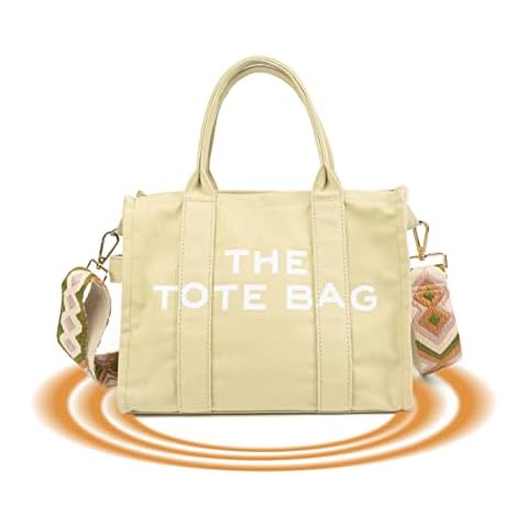 IBEE Canvas Tote Bag,Tote Bag for Women,The Women Tote Bag for Commuting,Weekend Getaway,Running Errands Gift for Women Crafts (Khaki) Cover