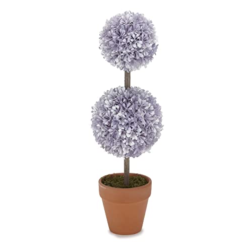 Potted Boxwood 2-Tier Faux Topiary for Indoors - Purple