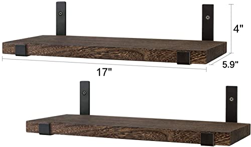 Mkono Rustic Wood Floating Shelves Wall Mounted Shelving Set Of 2 Decorative Wall Storage Shelves With Lip Brackets For Bedroom, Living Room, Bathroom, Kitchen, Hallway, Office #TOP2