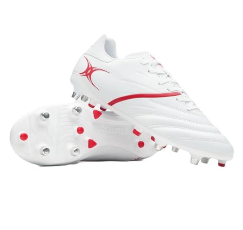 Best Rugby Boots for Props: Power & Stability 15 Gilbert Sidestep X20 Power 6 Stud Rugby Boots White/Red