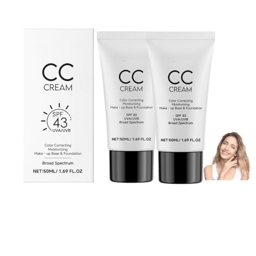 Crema CC para mujeres mayores, autoajustable para piel madura, FPS 43, hidratante y humectante, cobertura total, disimula la pigmentación, ligera y resistente al agua.