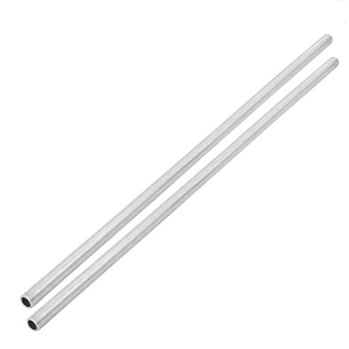 Image of uxcell Lamp Pipe Nipple, M10 Thread 400mm Length Hollow Lamps Repair Part Hardware for Lamp Lights, Zinc Plated Silver Tone, Pack of 2