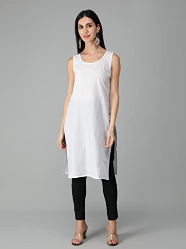 Image of Seva Chikan Hand Embroidered Lucknowi Chikankari Regular Straight Georgette Kurta Kurti for Women with Cotton Inner Slip SCL4254