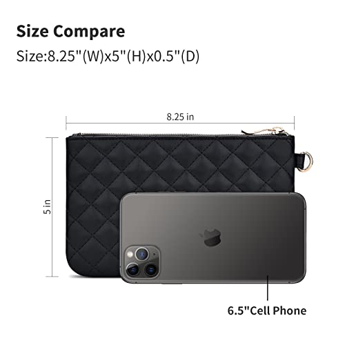 Gayi Urban Quilted Wristlet Purse For Women, Vegan Leather Wristlet Pouch Zip Clutch Bag thumb #1