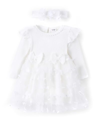 Image of PATPAT Baby Girl Dress Christmas Winter Toddler Birthday Party Tulle Long Sleeve Tutu Dresses 3-24 Months Clothes