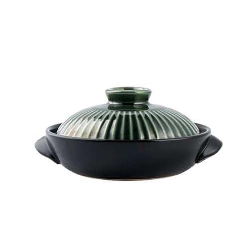 UBOHUZ Casseruola Casseruola Pentola in Ceramica Pentola for Zuppa Riso al Vapore E Pentola Resistente al Calore Claypot Riso Claypot A Gas per Brasare, Stufare(Green 0.7 L)