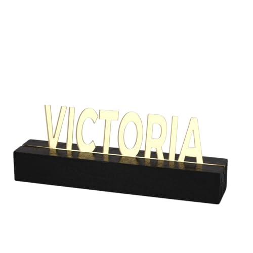 Personalized Gold Desk Name Plate – Custom Engraved Name Sign with Black Beech tree Base – Elegant Office Name Tag Gift for Boss, Teacher, Coworker, or Professional – Modern Desk Decor for Women & Men