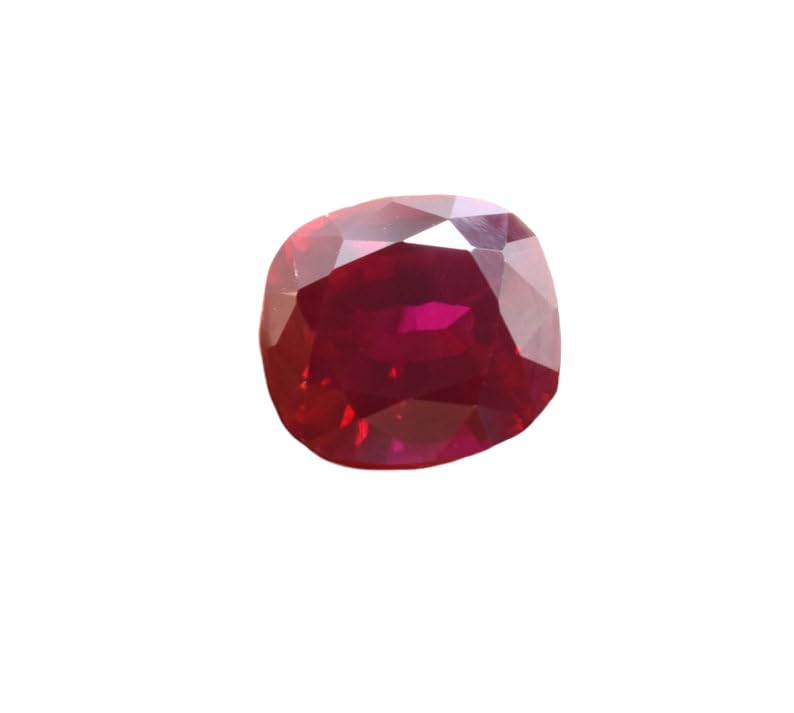 Gemme rubis naturel coussin 14x13x10mm d'une pureté géométrique rare