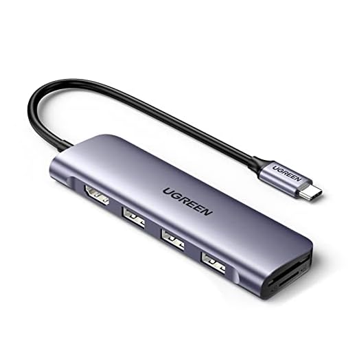 UGREEN USB C Hub, USB C HDMI Adapter 6 in 1 Type C Hub with 4K USB C to HDMI, SD TF Card Reader, 3 USB 3.0 Ports for MacBook Pro 2019/2018/2017, Galaxy Note 10 S10 S9 S8 Plus, Chromebook, XPS Aluminum