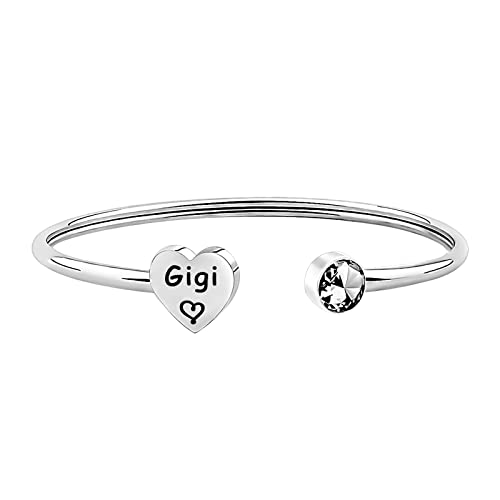 LQRI Gigi Bracelet Grandma Gift Gigi Love Heart Charm Cuff Bangle Sweet Family Grandmother Jewelry Gigi Gift2
