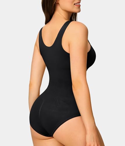 Image of Nebility 2 Piece Shapewear Bodysuit for Women Tummy Control Slim Fit Sleeveless Round Neck Body Suit