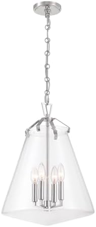 Crystorama Voss 4 Light Polished Nickel Pendant with Clear Glass Shades