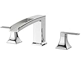 FORIOUS Waterfall Chrome Bathtub Faucet Set 3 Hole, 2 Handle Deck Mount Roman Tub Faucet Widespread with Pre-Installed Water Hose for Garden Bathtub