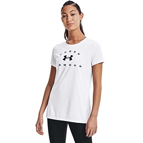 T-shirt Under Armour Tech Solid Logo Arch pour femme haut de sport violet respirant