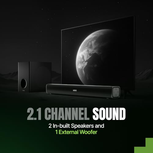 Image of Mivi Fort Hip-Hop 1000 Soundbar | 180 Watts Home Theater Speaker | 2.1 Channel Sound Bar for Smart TV with Wired Subwoofer | Bluetooth v5.3 | Multiple EQ & Input Modes | Made in India