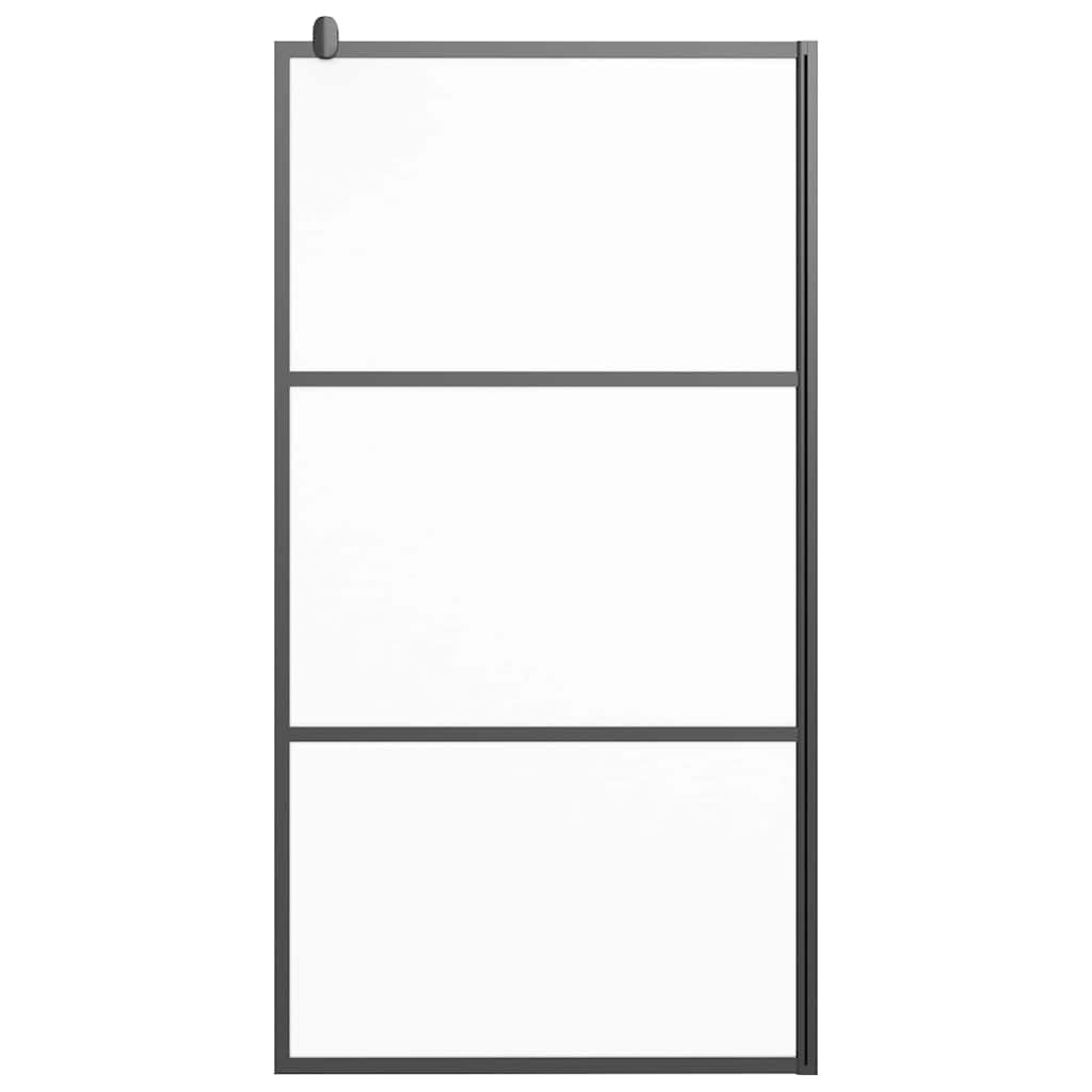 Mampara de ducha Walk-In de 100 x 195 cm, vidrio de seguridad esmerilado, color negro, con marco de aluminio, ajustable, para baño, protección contra salpicaduras y ducha sin barreras
