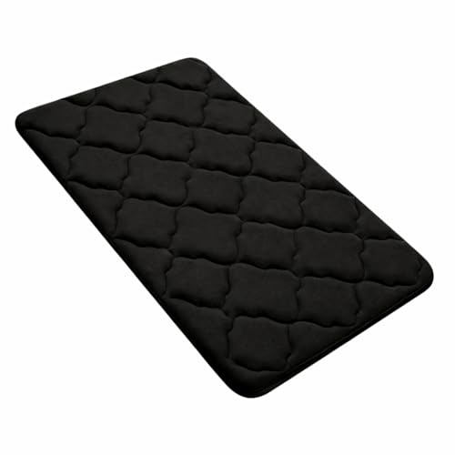 PARENCE. Tapis de Salle de Bain Noir - Mousse à mémoire de Forme – 50 x 40 cm – Antidérapant – Ultra Absorbant – Séchage Rapide