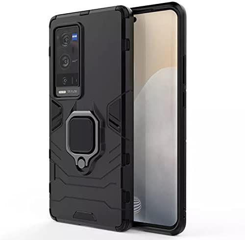 Glaslux TPU Vivo X60 Pro Plus Defender Case|Rotating Ring Holder&Kickstand In-Built|Military Grade Armor|Bumper Back Cover For Vivo X60 Pro Plus (Black)