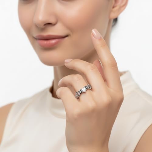 Image of Choose Your Gemstone Beautiful XO Design Diamond CZ Ring 925 Sterling Silver Heart Shape Side Stone Engagement Rings Lightweight Office Wear Everyday Gift Jewelry US Size 4 to 12