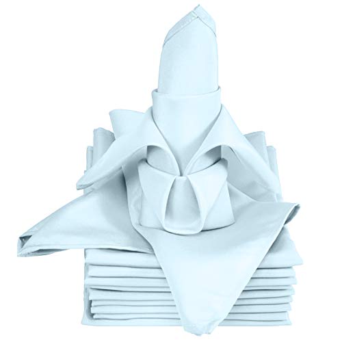 TableLinensforLess 20x20 Inch Hemmed SimplyPoly XL Cloth Napkins Set of 12 (Baby Blue)