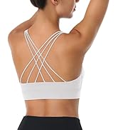 LEXISLOVE Strappy Sports Bras for Women Criss Cross Back Medium Support Workout Yoga Padded Sport...