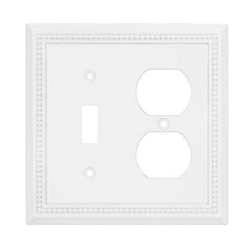 Image of Henne Bery Sunken Pearls Heavy Duty Decorative Wall Plate Switch Plate Outlet Cover (Toggle /Duplex, White)