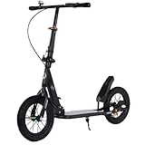 キックボード 折りたたみ式 ディスクハンドブレーキとエクストラワイドホイールを備えたスタンド付き 子供/大人用 通勤/レジャー/交通機関1秒折りたたみ子供用スケートボードカーユース衝撃吸収スクーター (ブラック,標準ステム – 84～98cmに調節可能)