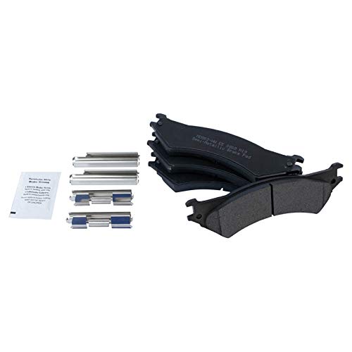 Image of TRQ Rear Brake Pad & Rotor Kit, with Chemical Kit Parking Brake Shoe Set Semi-Metallic Compatible with 2003-2004 Ford E-250 1999-2002 E-250 Econoline