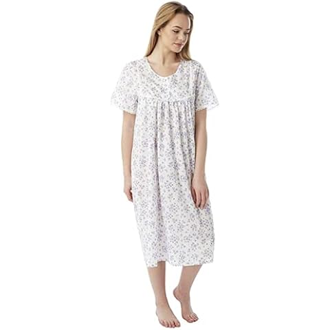 ER Direct Womens Ladies Nightshirts Poly Cotton Short Sleeve Nightdress Nightie (Lilac, 20-22) Cover